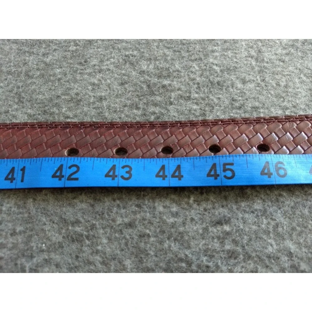Braided‎ Brown Leather Belt Silver Tone Buckle Federato in Pelle Mens 51
